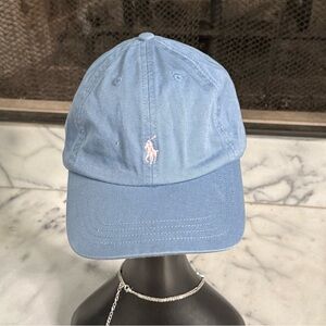 NWOT Polo Ralph Lauren Iconic Chino Ball Cap Baby Blue White Pony One Size